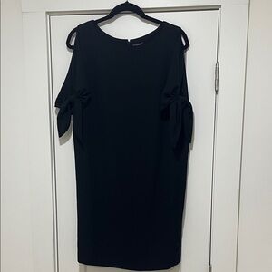 Vince Camuto Black Shift Dress with Bow Accent Sleeves, Size 4